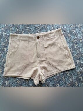 Reef High-Waist Cream Corduroy Shorts